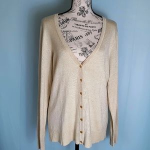 NWT 212 COLLECTION GOLD METALLIC CARDIGAN